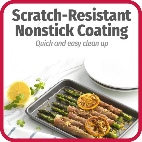 GoodCook Nonstick Steel Toaster Oven Baking Sheets - Set of 2, 9" x 6", Gray with Racks