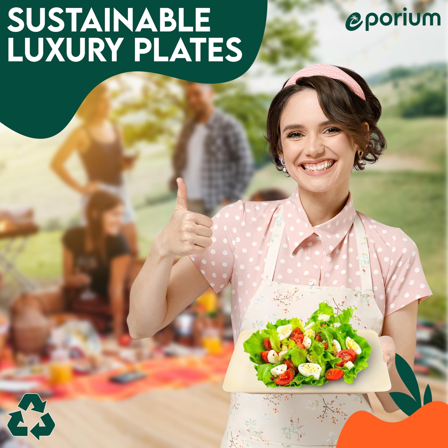 EPORIUM 10 Inch Square Palm Leaf Plates (50-Pack) I Compostable Disposable Dinnerware | Premium Quality I Eco-Friendly Sustainable Heavy Duty like Bamboo Plate I Disposable Tableware for Party