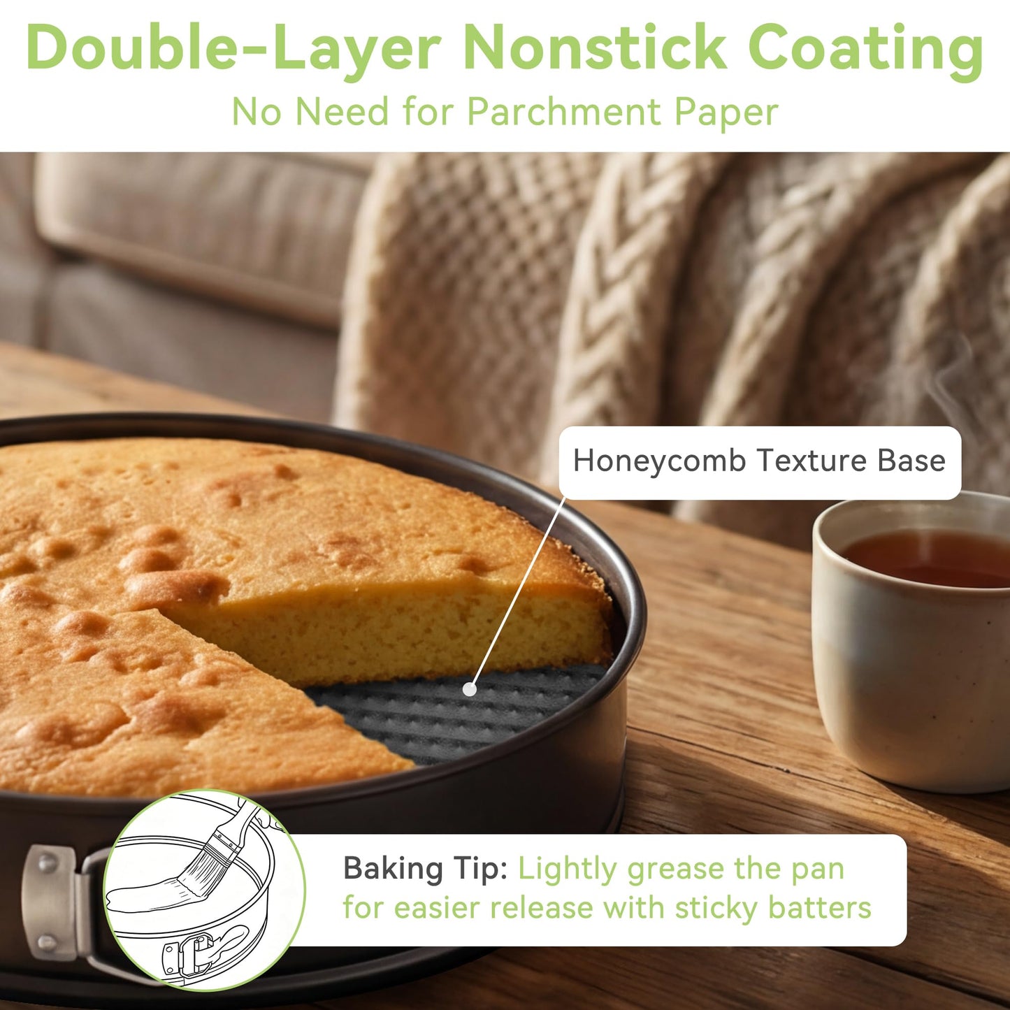 USLAI Springform Pan, 4/6/7/8/9/10 Inch Nonstick Cheesecake Pan with Removable Bottom, Easy to Clean, Ideal for Baking Cakes, Pies and Quiches - 6 Inch