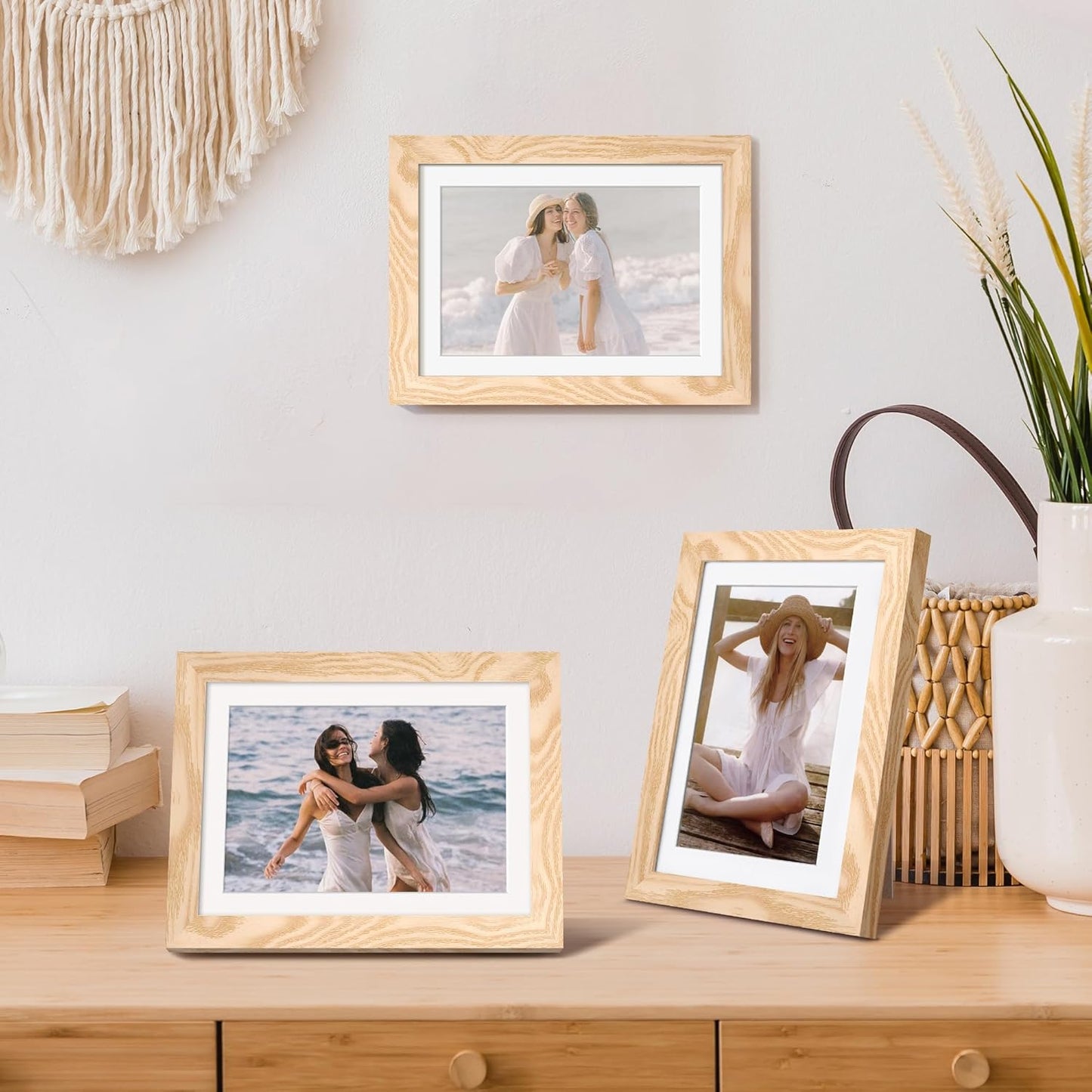 Upsimples 5x7 Picture Frame - Versatile Display for 4x6 or 5x7 Photos | Natural Finish, 1 Pack