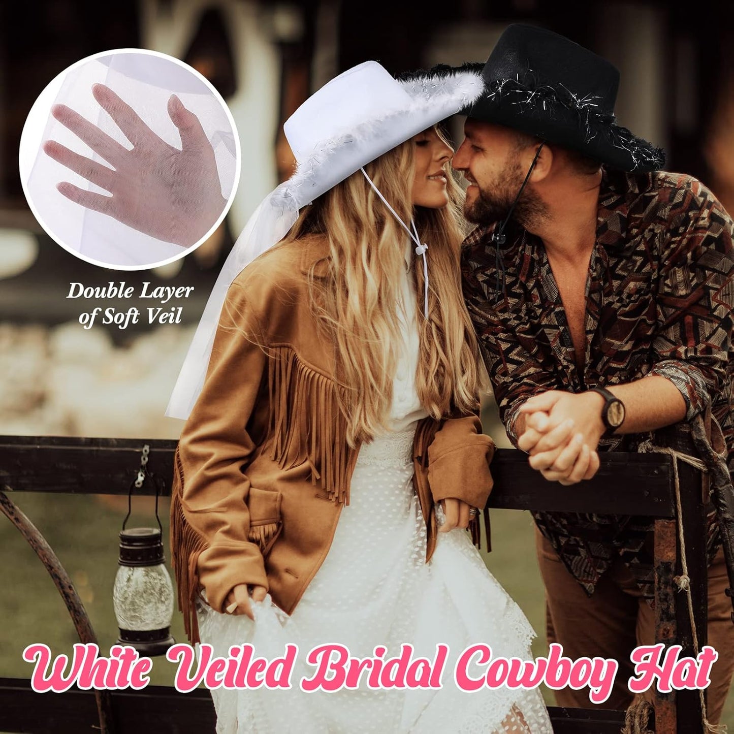 Unittype 12 Pcs Women Cowgirl Cowboy Hats Bachelorette Cowboy Hats for Bridal Shower Wedding Engagement Halloween Cosplay