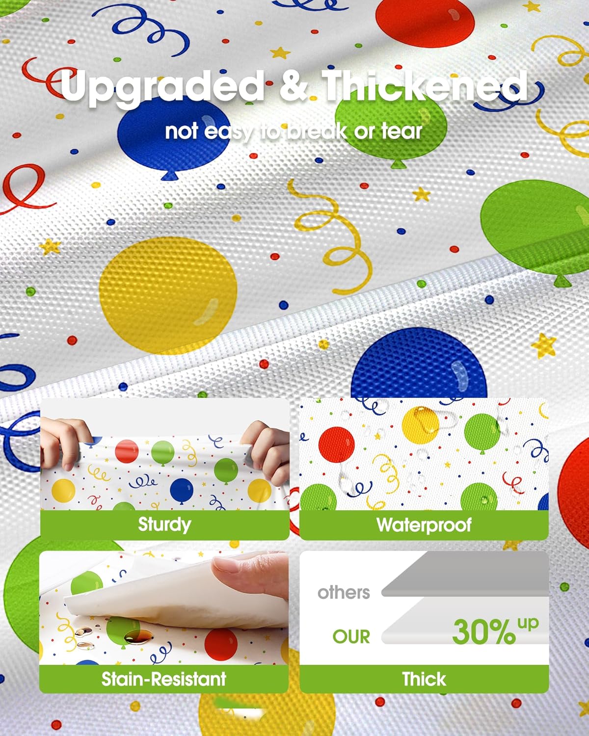 Pureegg Disposable Plastic Tablecloths - 10 Pack, 54 x 108 Inch, Sturdy Rainbow Design for Parties & Picnics