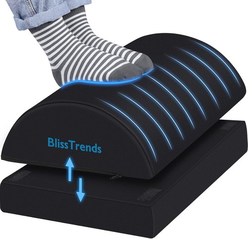 BlissTrends Foot Rest - Versatile Under Desk Foot Stool with Washable Cover | Adjustable Height for Comfort - Black