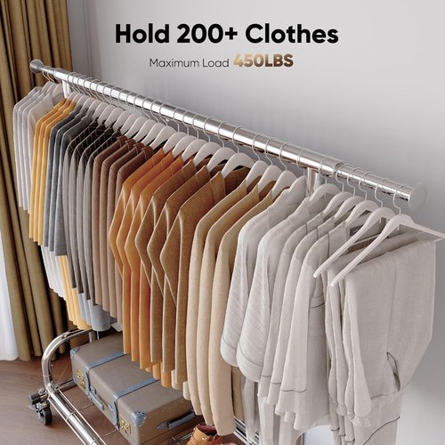 HOKEEPER Heavy Duty Clothes Rack - Adjustable Portable Garment Rack with Lockable Wheels | 68.89"H x 70.86"W x 20"D