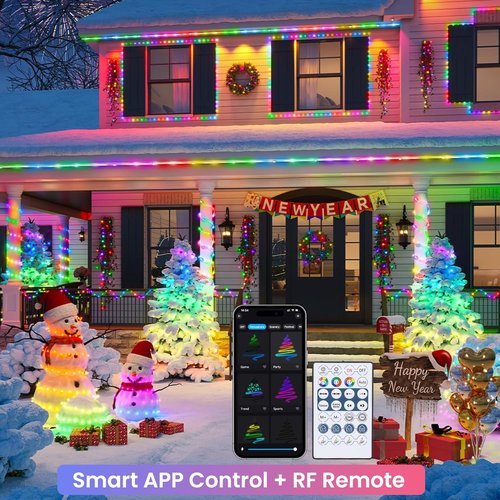 Jnaurb RGB Color Changing Rope Lights - 33ft Smart String Lights with Remote & APP Control | Waterproof Music Sync for Garden & Bedroom