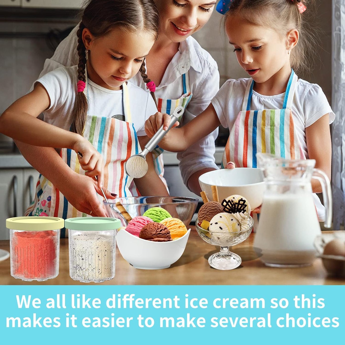 Ninja Creami Pints and Lids - 4 Pack NC501 | Leak-Proof Containers for NC500 Series Ice Cream Makers