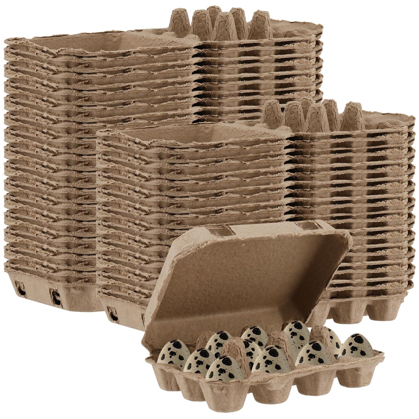JEUIHAU 50 PCS Quail Egg Pulp Cartons Bulkj, 3 x 4 Square Paper Pulp Dozen Quail Eggs Cartons Cheap Bulk, Egg Holder for 12 Count Quail Egg, Home, Farmhouse