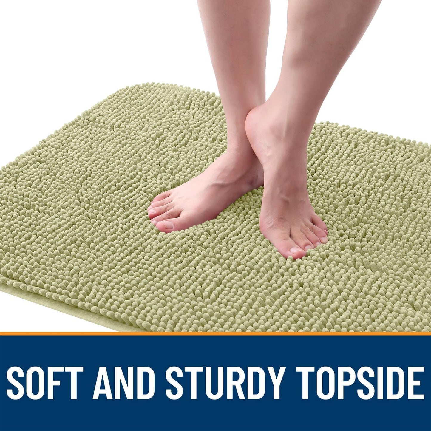 OLANLY Dog Door Mat - Absorbent Non-Slip Washable Doormat for Muddy Paws | 47x32, Quick Dry Chenille in Vanilla