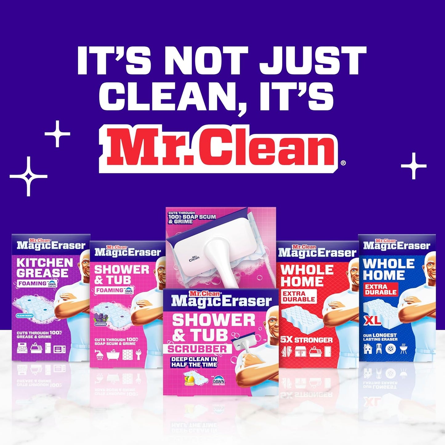 Mr. Clean Magic Eraser - All-in-One Bathroom Cleaner Kit with Lemon Scent | 1 Scrubber & 2 Foaming Erasers