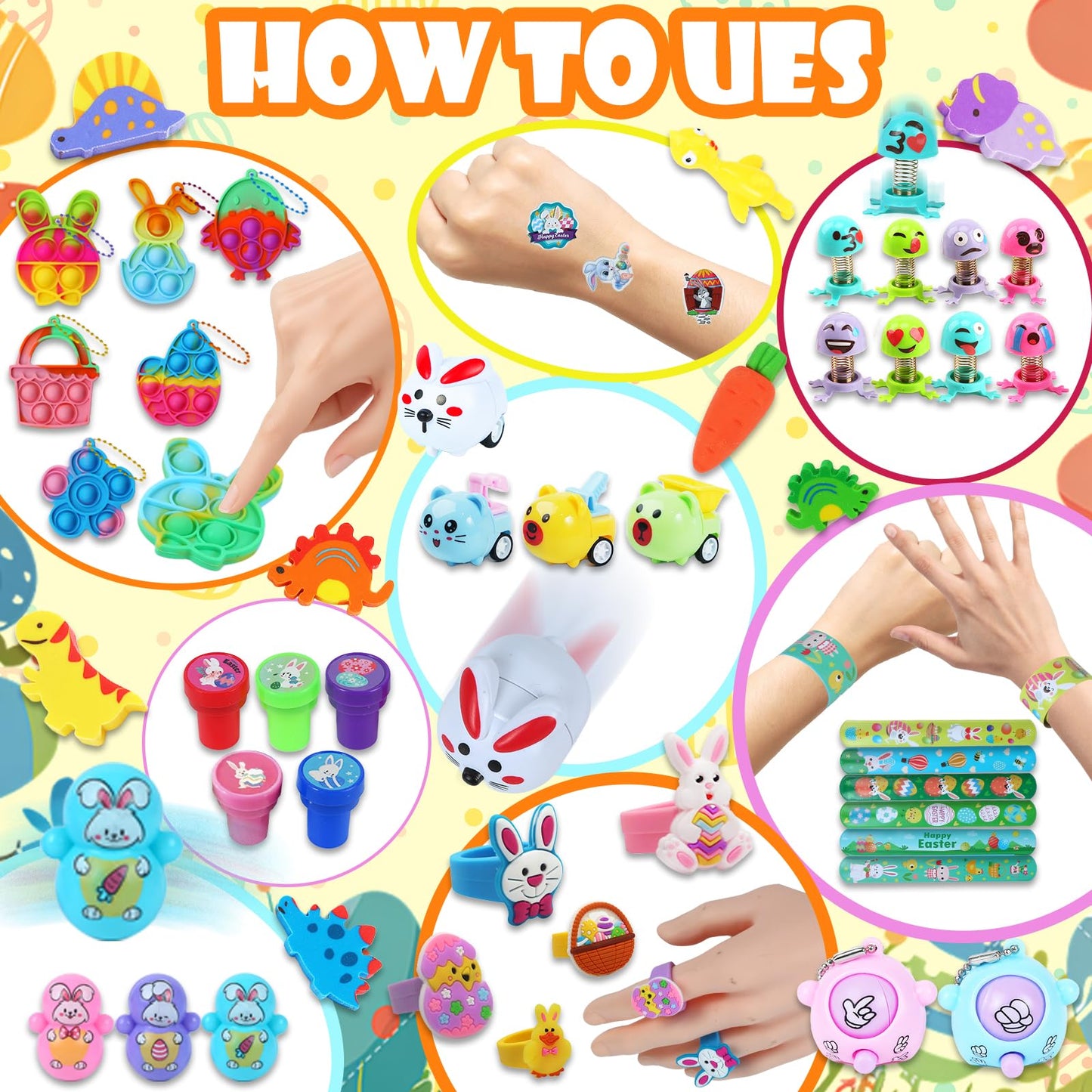 Wuridiwa 300 Pcs Easter Egg Fillers with Surprise Eggs, Easter Basket Stuffers,Filled Easter Party Favors for Kids,Carnival Treasure Prizes Classroom Events Hunt,Stocking Stuffers Birthday Gifts