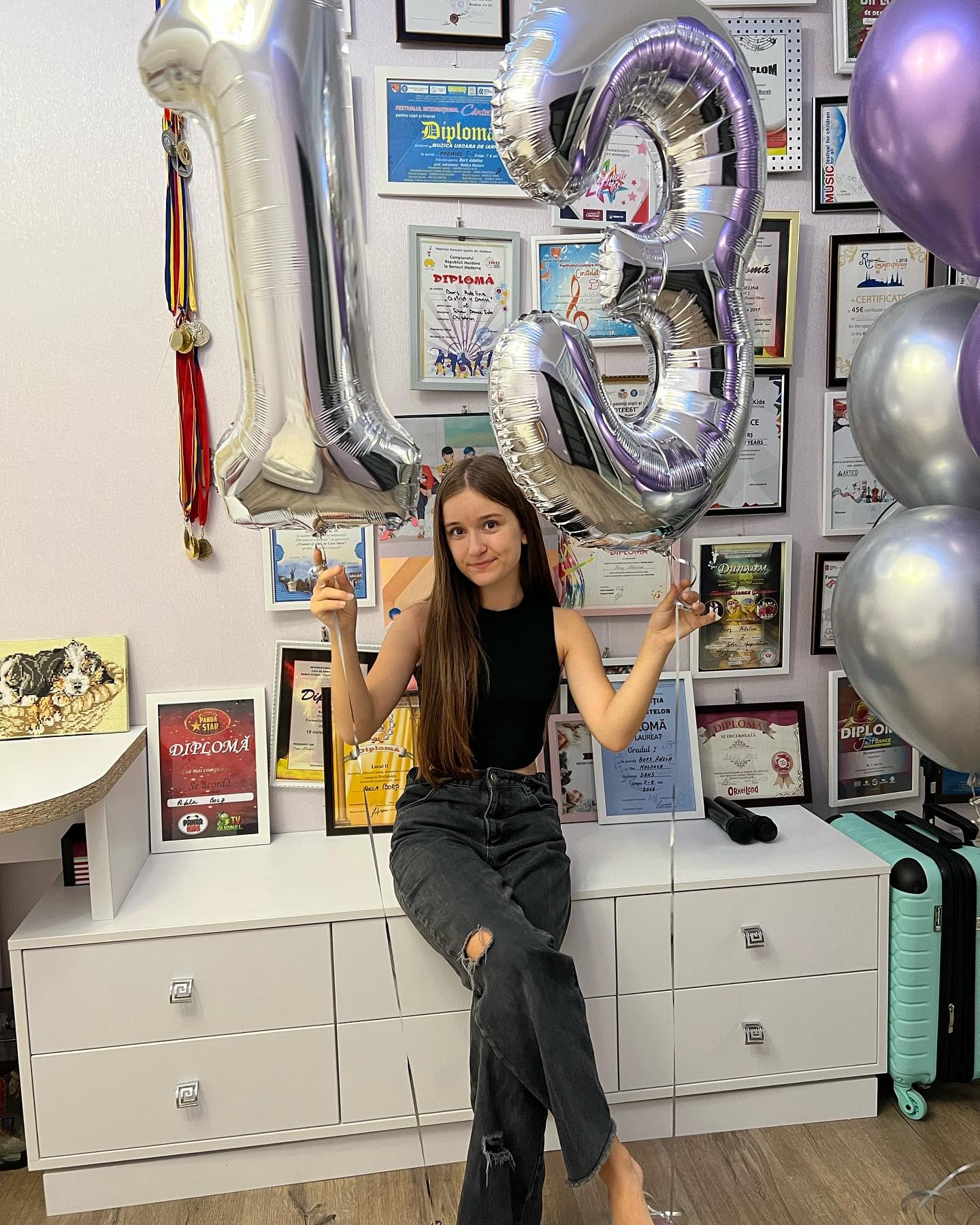 Silver Number 13 Balloon 40 inch, 13 Number Balloons, 13th Silver Birthday Decorations for Girls Boys Kids, 13 Year Old Silver Party Supplies