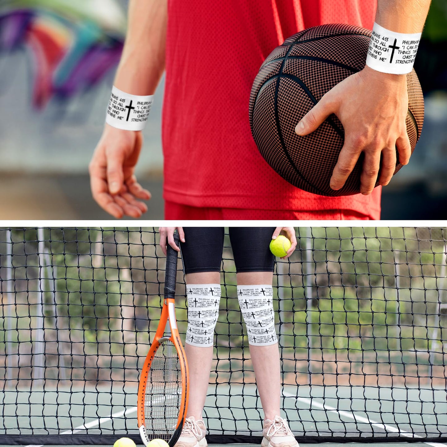 5Pcs Christian Athletic Tape 2in x 23ft Cotton Zinc Oxide Sport Faith Cross Sports Wristbands Religious Bible Verse Wrist Tape for Football Baseball Athlete Gymnastic Boxing First Aid Injury Wrap
