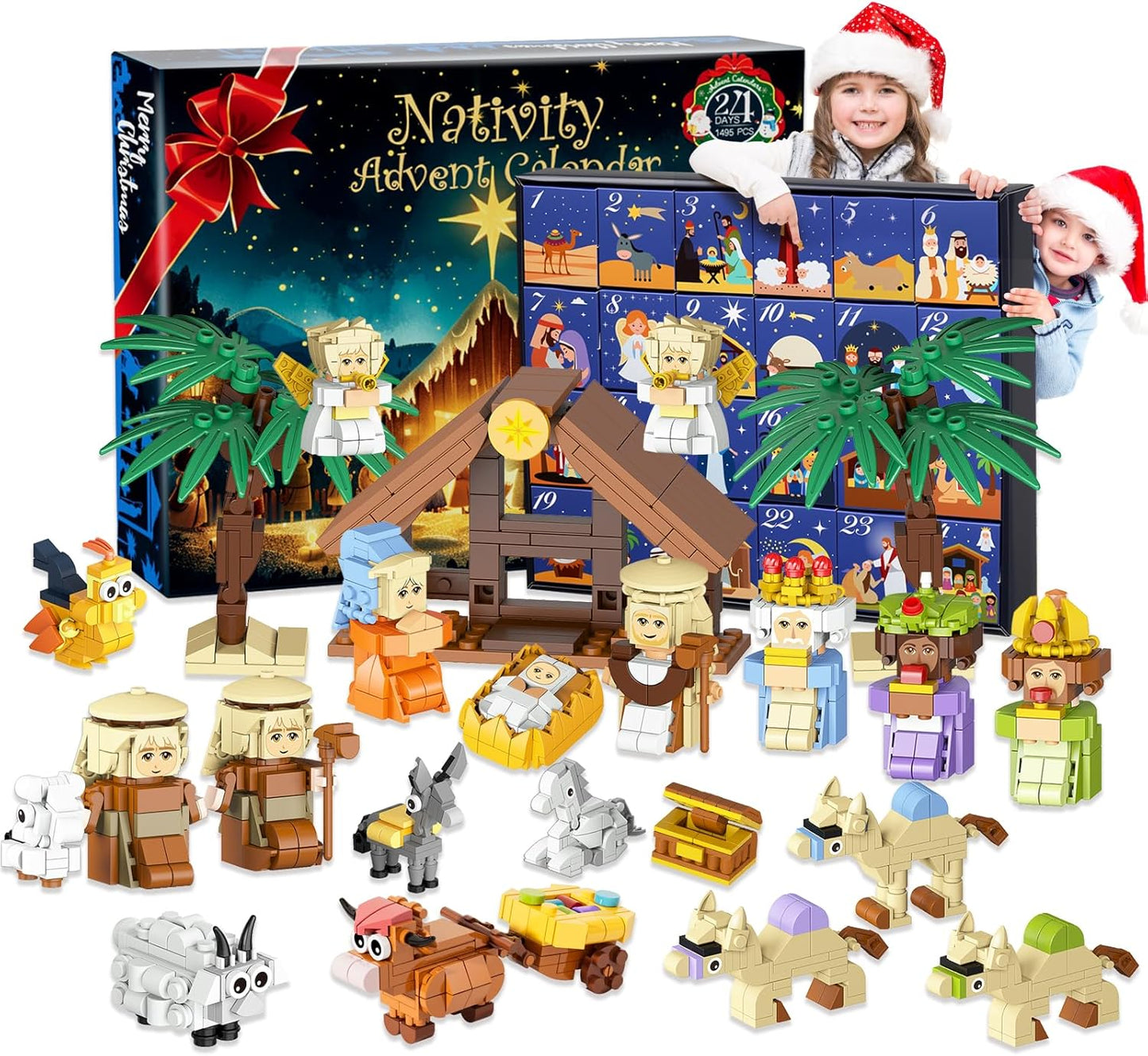 Nativity Advent Calendar 2025 - 24-Day Building Blocks Kit for Kids & Adults | Christmas Countdown Gift