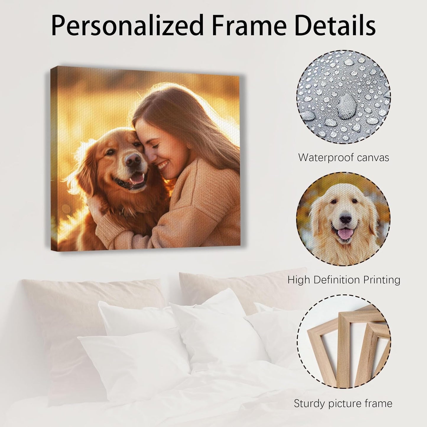 Skiennix Custom Canvas Prints - Personalized Wall Art for Family, Pets & Couples | Framed 8x8