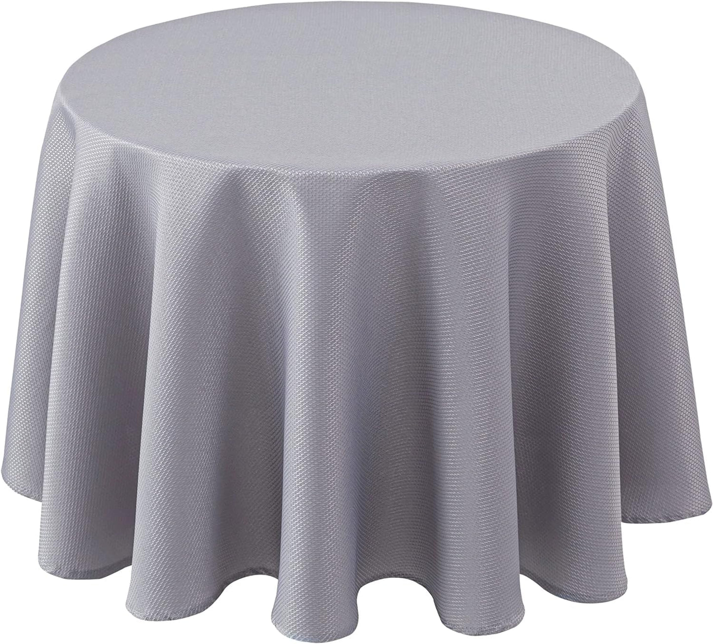 Biscaynebay Textured Fabric Round Tablecloths 60", Silver Grey Water Resistant Table Cloth Small Circle Folding Table Covers for Dining, Kitchen, Wedding & Parties, etc Machine Washable