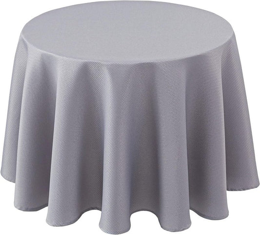 Biscaynebay Textured Fabric Round Tablecloths 60", Silver Grey Water Resistant Table Cloth Small Circle Folding Table Covers for Dining, Kitchen, Wedding & Parties, etc Machine Washable