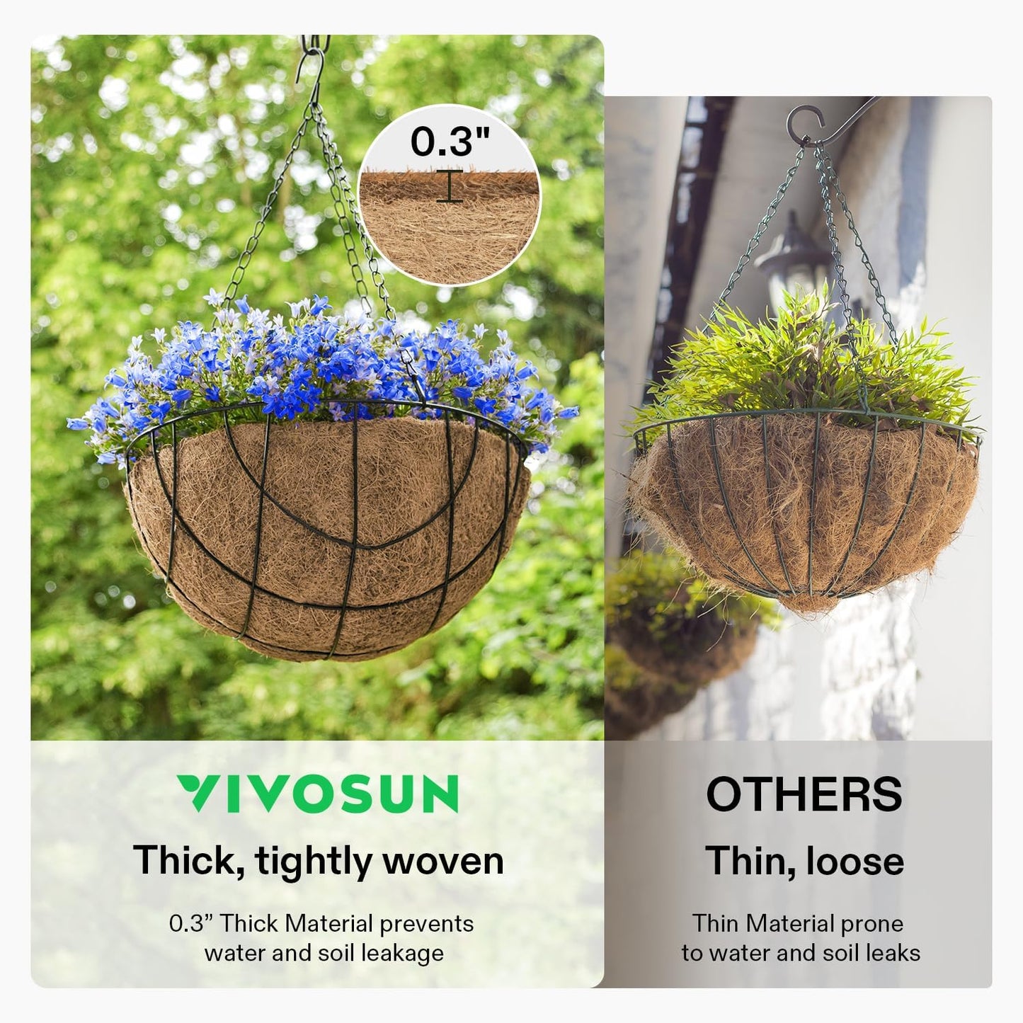 VIVOSUN Coco Coir Liner - 100% Natural Coconut Fiber Mat for Planters & Garden | 12x80 Inch