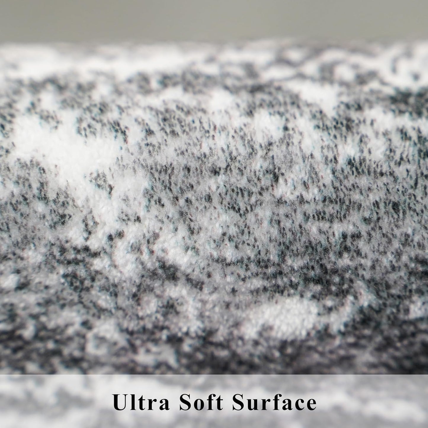 Skiennix Abstract 14ft Long Runner Rug - Non-Slip, Washable, Low-Pile | Soft Black/Grey Indoor Mat