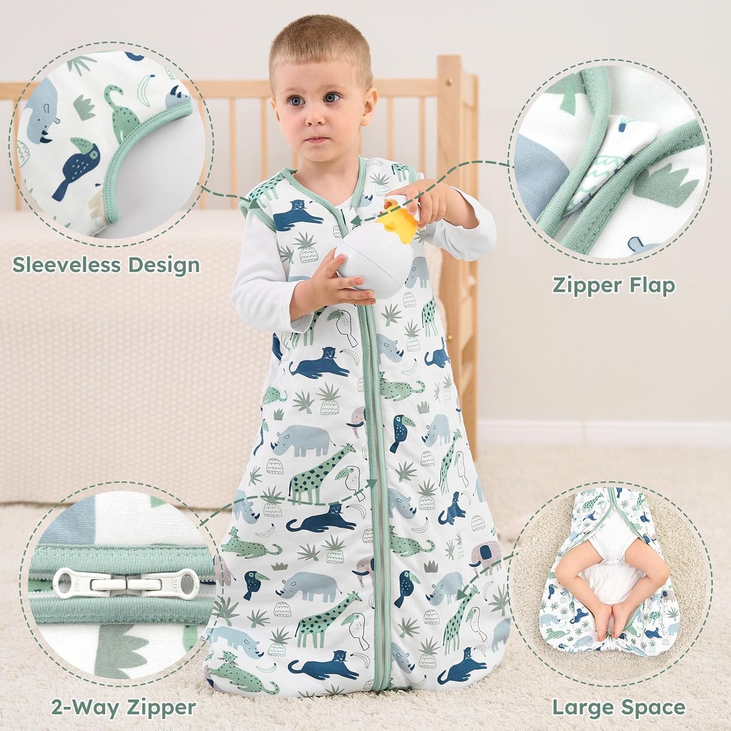 Yoofoss Baby Sleep Sack - 1.5 Tog Wearable Blanket for 6-12 Months | 100% Organic Cotton, Soft & Warm
