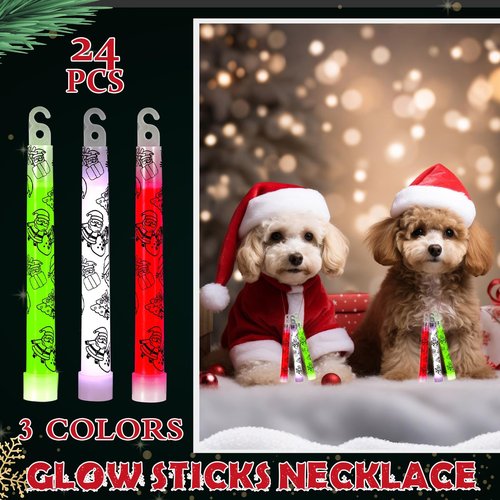Jenaai Glow Sticks Bulk Hanging Wands 6 Inch Mini Sticks Goodie Bags Fillers Glow in the Dark Party Favors Supplies (12 Pcs,Santa Claus)