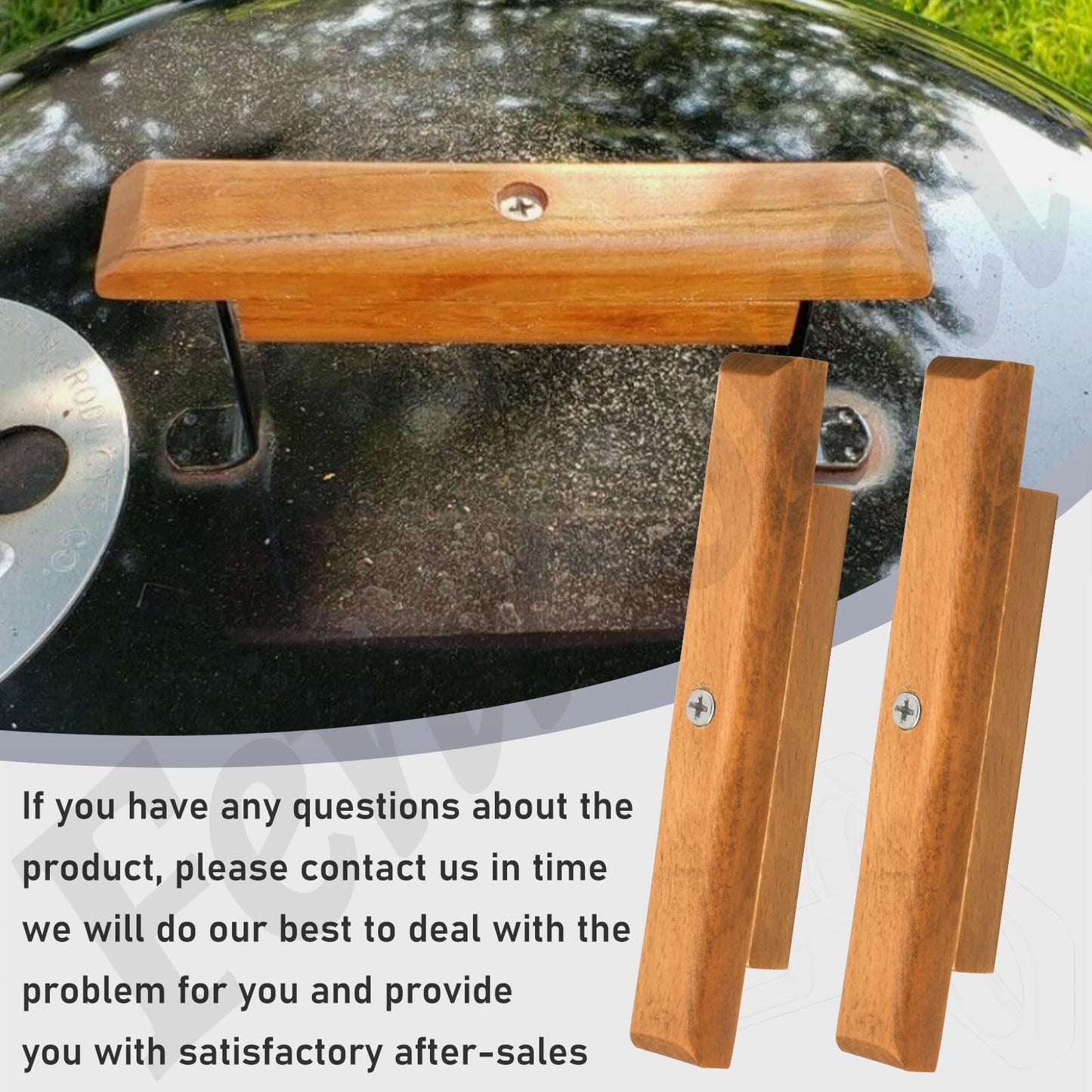 3Pack Cherry Wood Replacement Handle for 22.5" & 18.5" One Touch Grills Compatible with Weber Charcoal Grill Including Mounting Screws