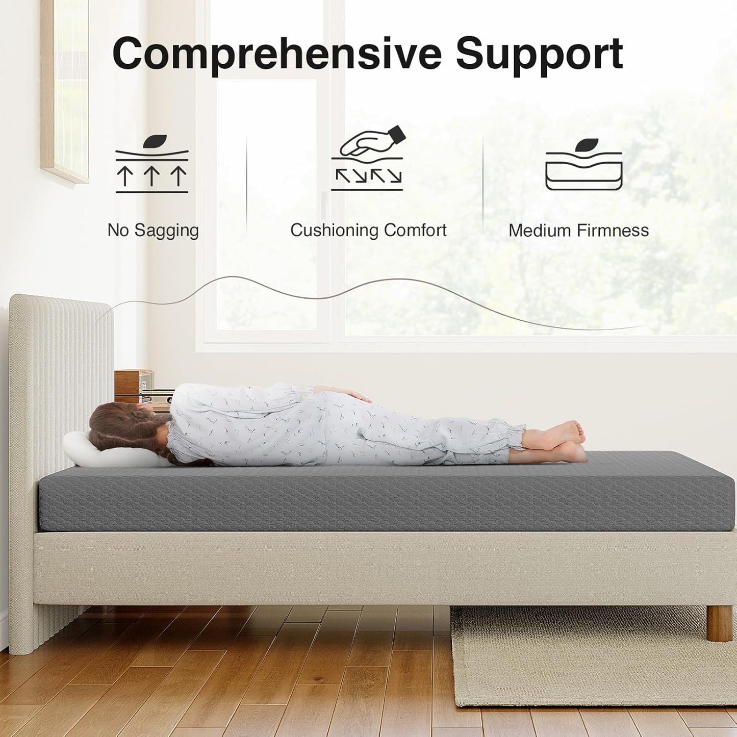 Novilla 6 Inch Twin Mattress - Cooling Memory Foam for Pressure Relief | CertiPUR-US Certified, Breathable Fabric