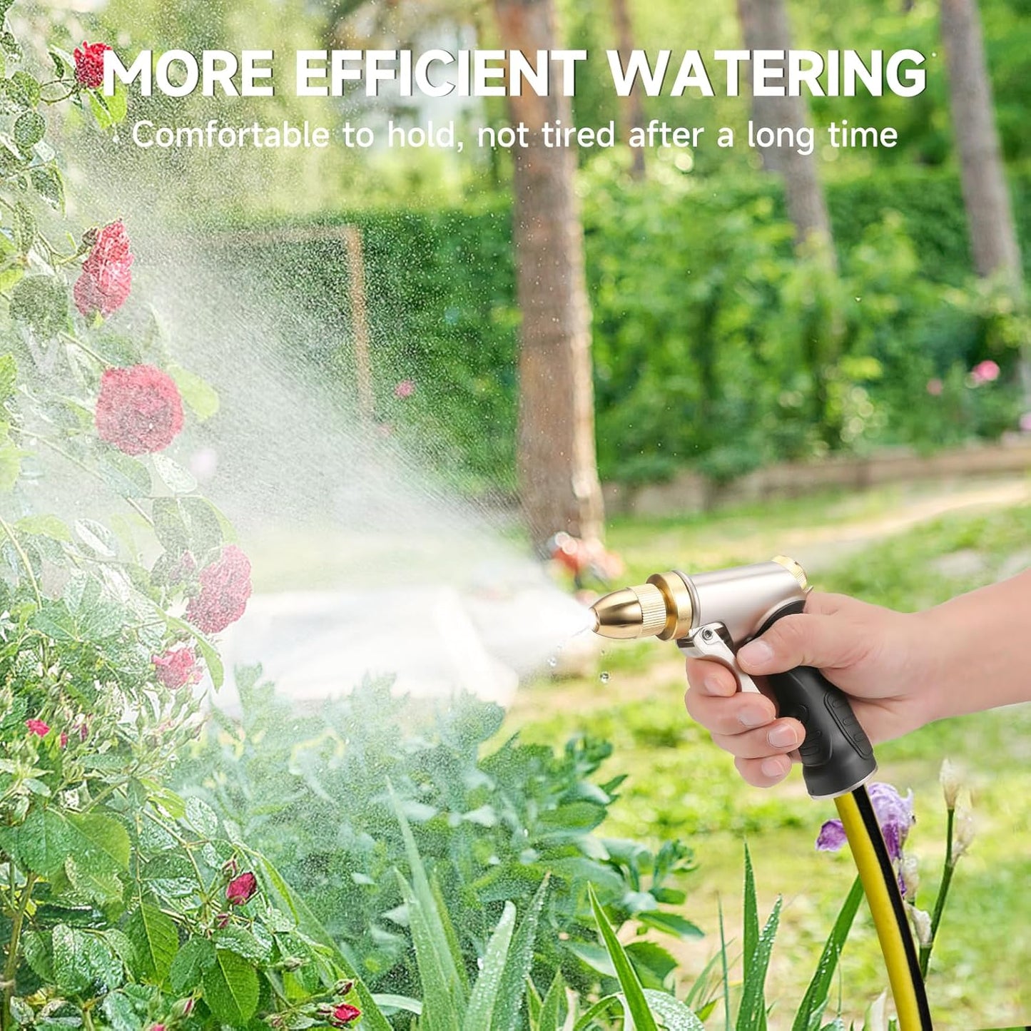 Skiennix Garden Hose Nozzle - Upgraded Heavy Duty Metal Spray Nozzle with Adjustable Patterns | 2-Pack for Watering and Car Washing