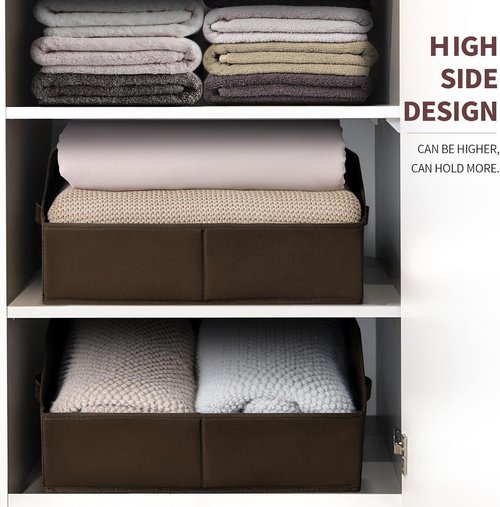 Homsorout Trapezoid Storage Bins - Large Fabric Organizing Baskets for Home & Closet | 6-Pack, Brown