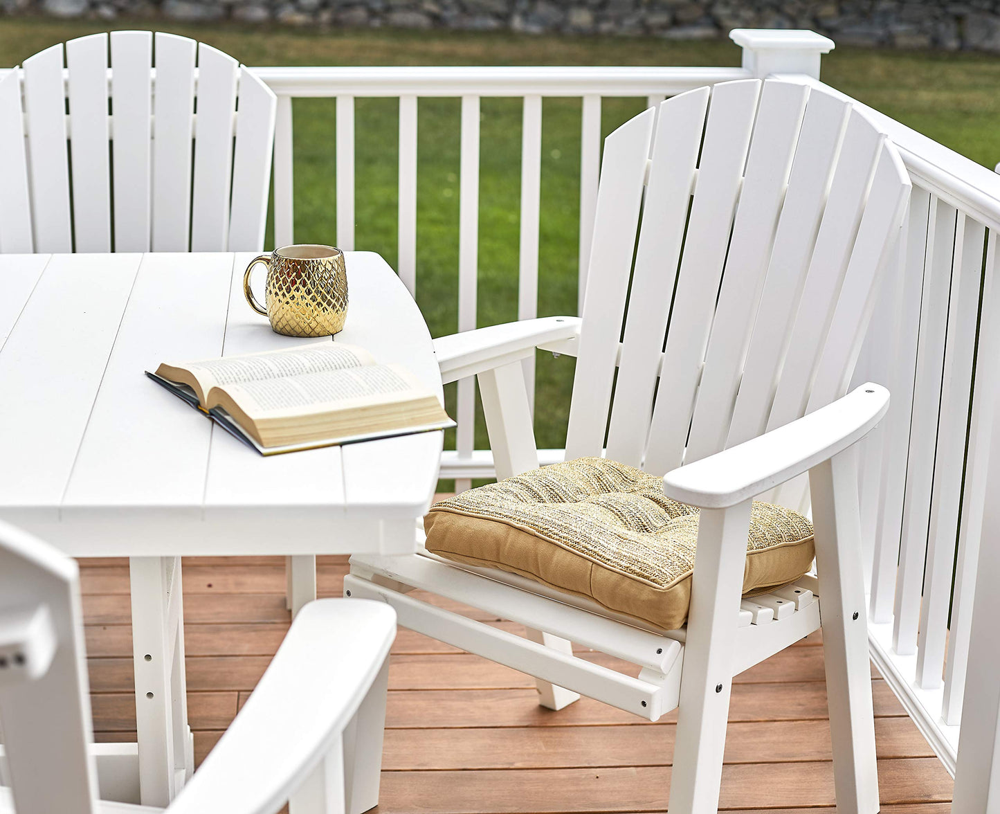 Klear Vu Raffia Patio Chair Water Resistant Cushion Set, Seat and Seatback Cushions 2 Piece Set, Natural
