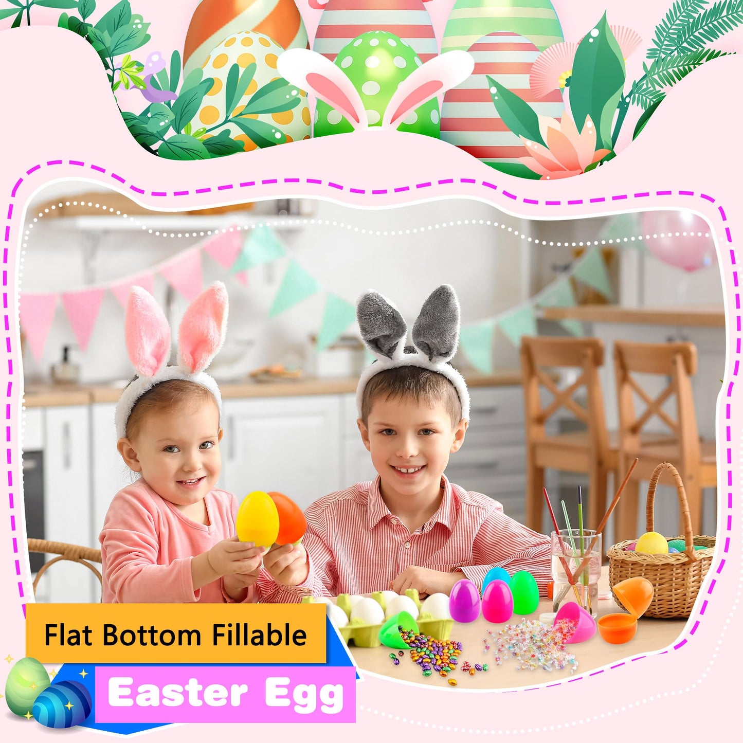 4 Inch Plastic Fillable Easter Eggs 36/54/ 66/78 pcs Large Colorful Easter Egg Big Flat Bottom Eggs Bulk for Easter Basket Fillers Egg Hunt Party Supplies (36 Pcs (6 Color) - Flat Bottom (4 Inch))