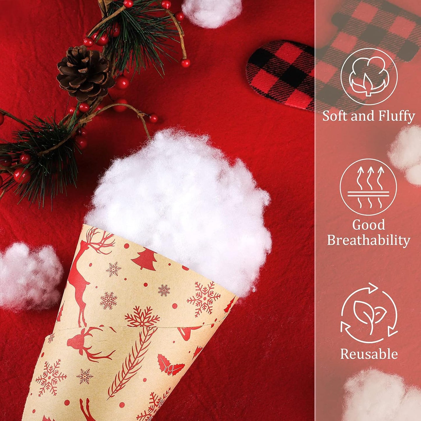 Ruisita Christmas Fake Snow - Fluffy Artificial Snow Fiber for Holiday Displays | 17.6 Ounces