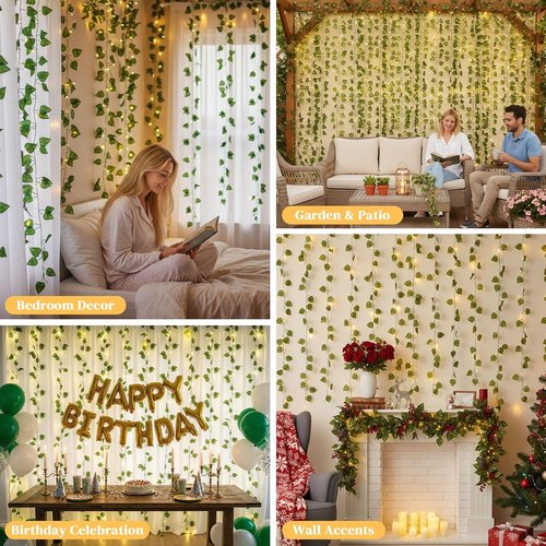 DomeStar 300 LED Fairy Lights with Vines - Remote-Controlled Curtain String Lights for Indoor/Outdoor Decor