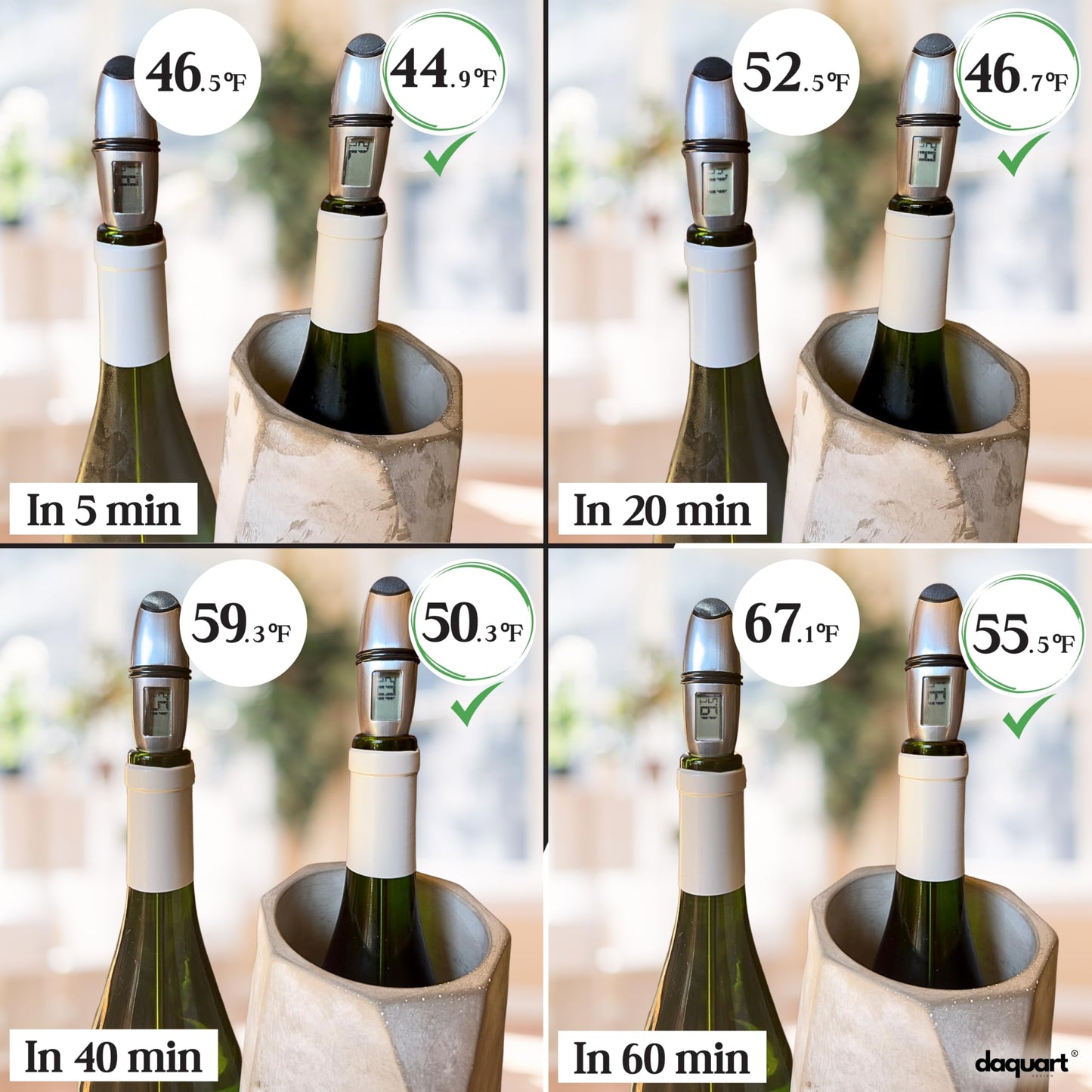 Daquart® | Concrete Wine Chiller Bucket - Keep your Drinks Cold | Wine Chillers for Bottles like a Cooler Sleeve - Designed for all Wine Bottle | Wine Cooler Bucket - Gifts for Wine Lovers
