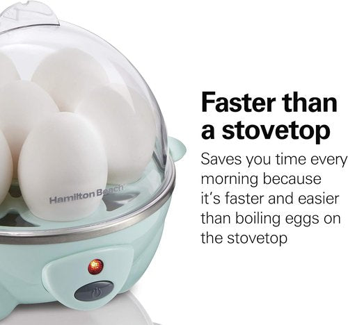 Hamilton Beach 3-in-1 Electric Egg Cooker - Hard Boiled, Poached, Omelet & Vegetable Steamer, Mint, Holds 7