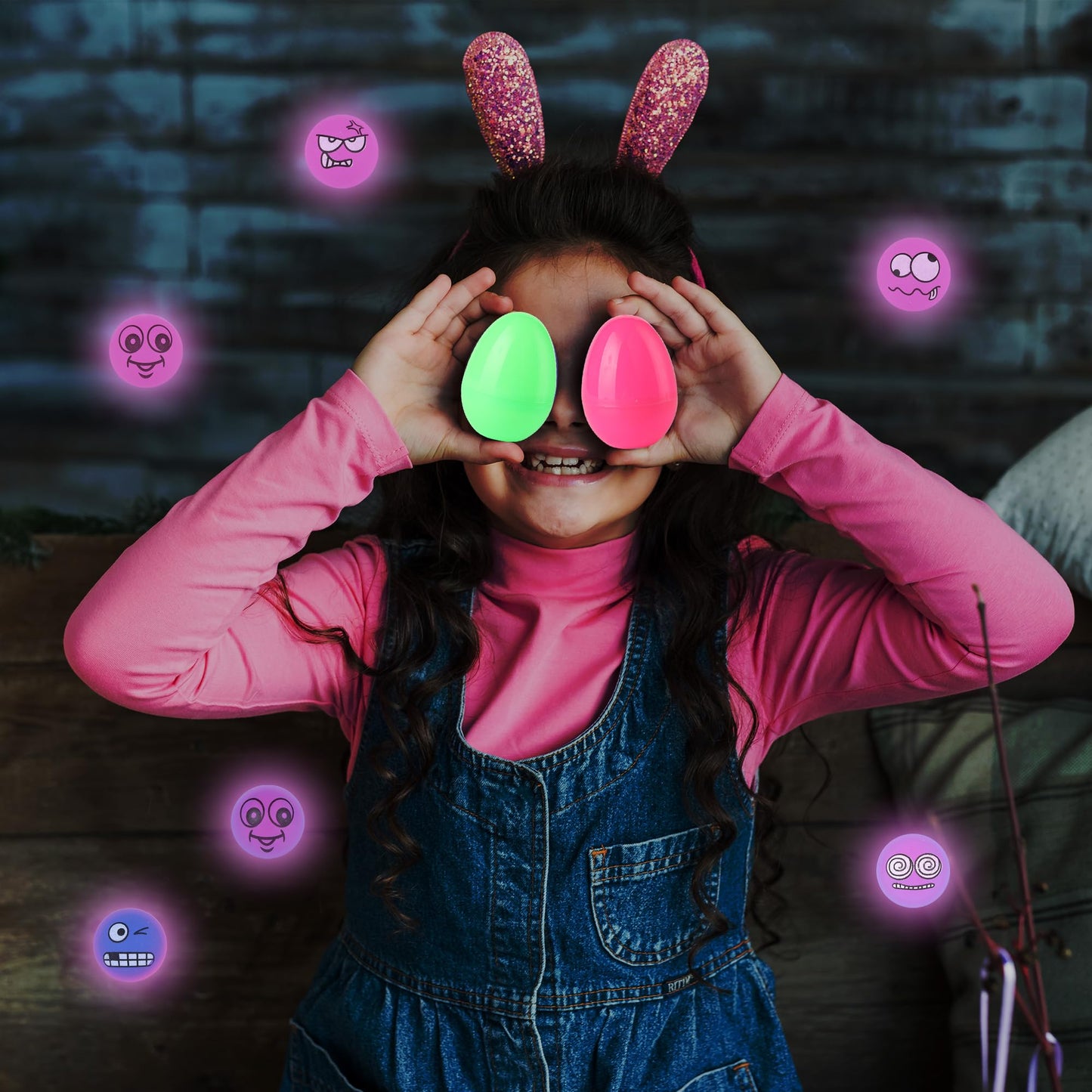 Seeiuua 18Pack Prefilled Easter Eggs with Toys， Easter Glow in The Dark Bouncy Balls Bulk Easter Basket Stuffers Gifts for Kids, Easter Eggs Filled with Toys for Kids Easter Egg Toys