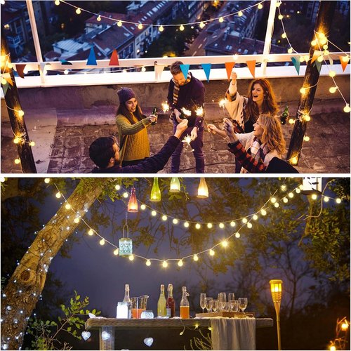 JMEXSUSS 100 LED Globe String Lights - Warm White Outdoor Decor | Perfect for Parties & Events