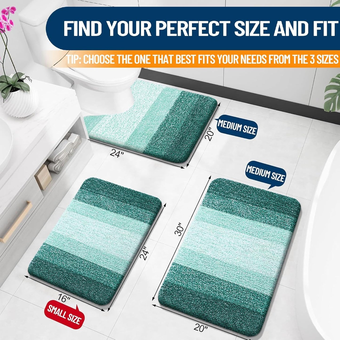 OLANLY Bathroom Rugs - Extra Soft Absorbent Microfiber Mat | Quick-Dry, Washable 24x16, Blackish Green