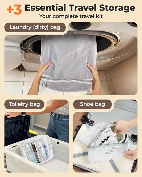 BAGSMART Rechargeable Wireless Pump Travel Storage Bags - 21-Piece Vacuum Compression Set for Clothing & Home
