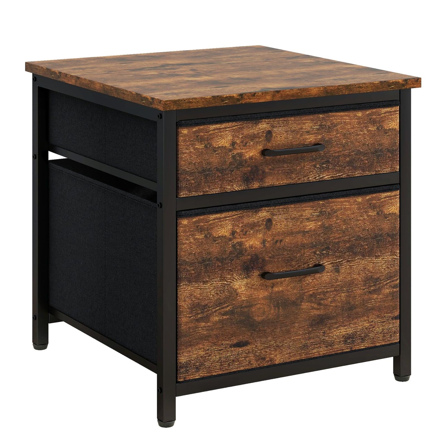 YMYNY Mini Fridge Stand with Storage, Mini Fridge Cabinet with Fabric drawers, 250lbs Heavy-Duty Compact Refrigerator Table for Home, Office, Bedroom,21.7" L x 22.8" W, Rustic Brown HBR008H