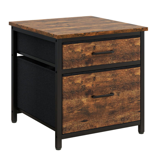 YMYNY Mini Fridge Stand with Storage, Mini Fridge Cabinet with Fabric drawers, 250lbs Heavy-Duty Compact Refrigerator Table for Home, Office, Bedroom,21.7" L x 22.8" W, Rustic Brown HBR008H