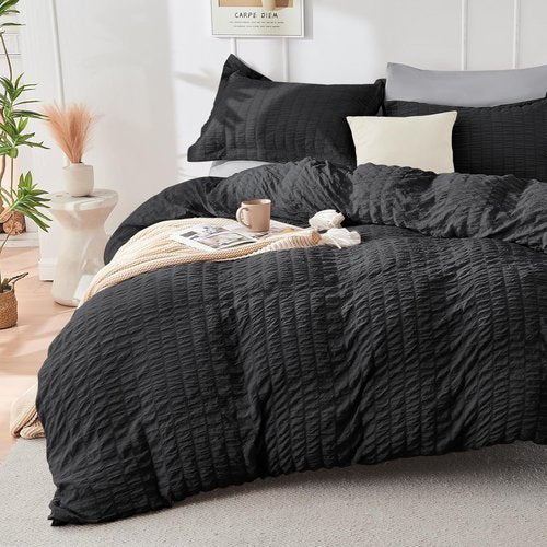 HYMOKEGE Twin XL Comforter Set - All Season Luxury 5-Piece Bedding Set in Black & Light Grey