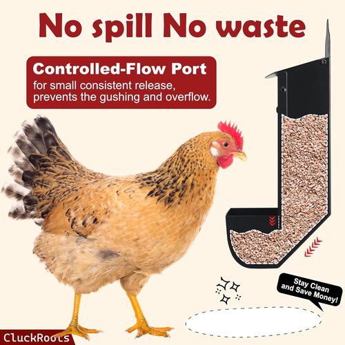 CluckRoots Chicken Grit & Oyster Shell Feeder Combo - No-Spill Heavy-Duty Wall-Mounted Dispenser