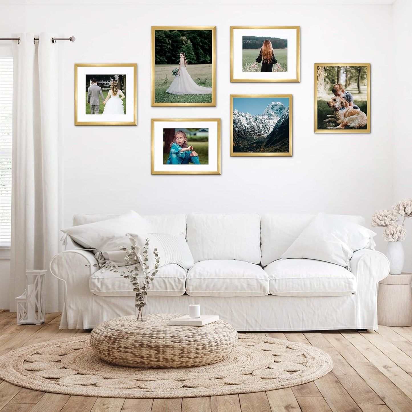 Upsimples 12x18 Picture Frame Set of 5 - Elegant Gold Frames for 11x17 or 12x18 Photos | Wall Gallery Display