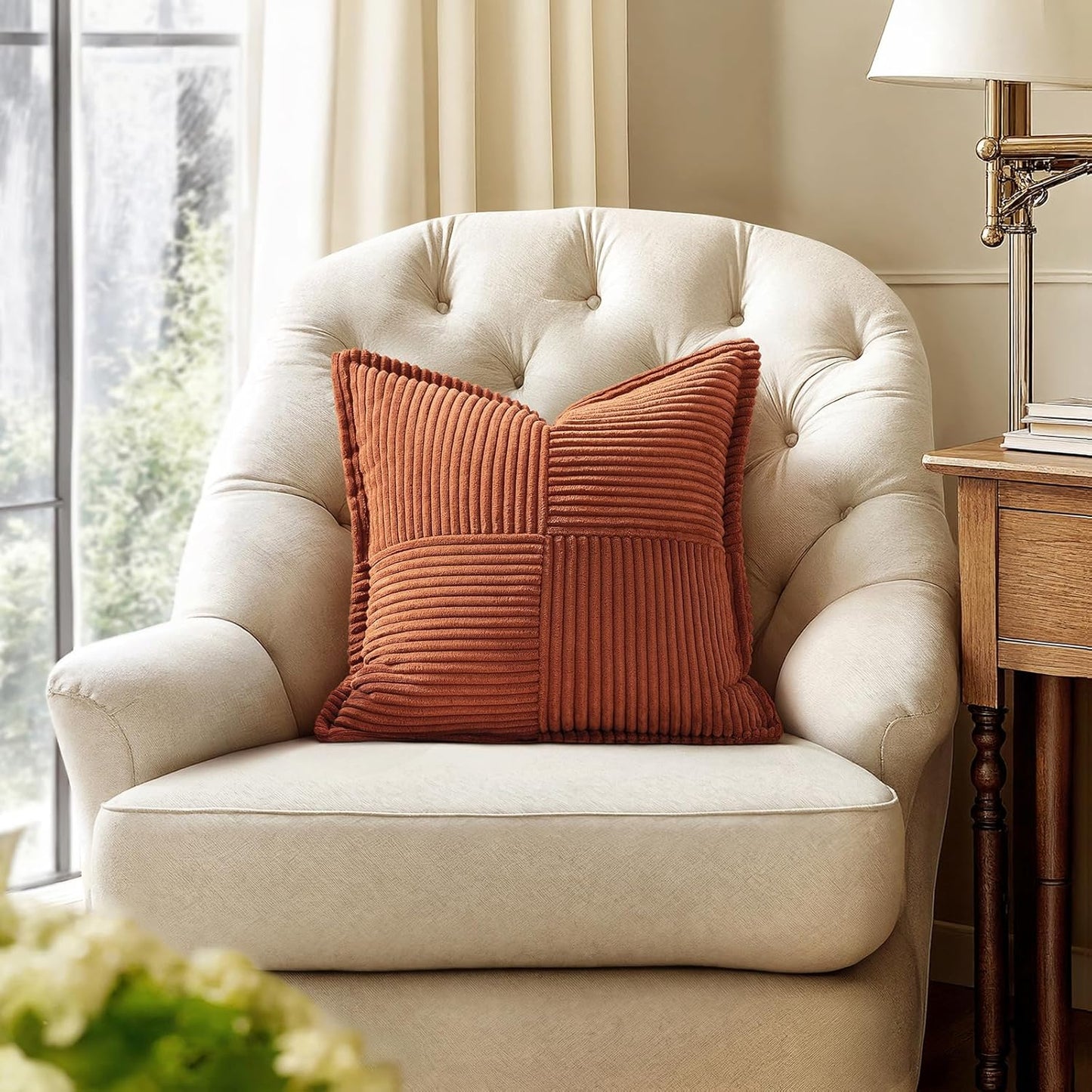 MIULEE Decorative Throw Pillow Covers - Soft Corduroy Boho Accent Pillows | 18x18 Inch Set of 2