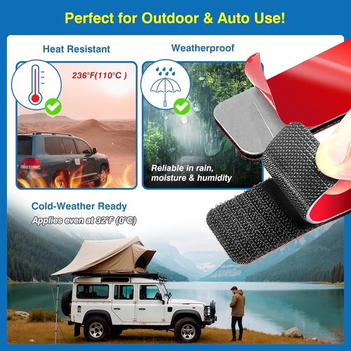 Heavy-Duty Adhesive Hook and Loop Strips by [Brand Name] - 1.2" x 3.2" Waterproof & Heat-Resistant Fasteners for Strong Indoor/Outdoor Mounting