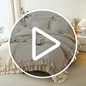 ANGIYUIN 5-Piece Queen Bedding Set Beige Double Ruffle Comforter Sheets