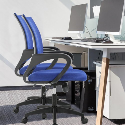 BestOffice Ergonomic Office Chair - Mid-Back Swivel Desk Chair with Breathable Backrest & Lumbar Support - Dark Blue