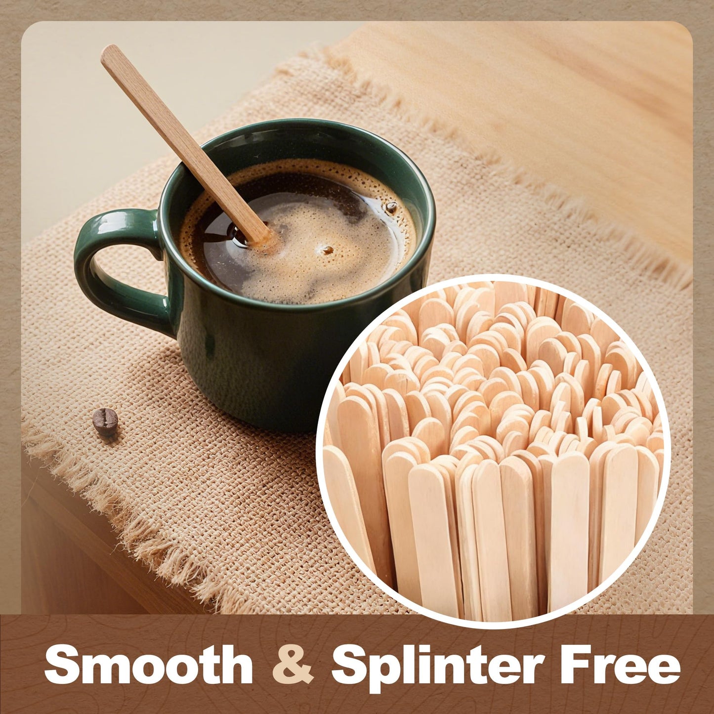 LotFancy 900Pcs Coffee Stirrers, 7 inch Birch Wood Coffee Stir Sticks, Sturdy Wooden Sticks, Great for Your Coffee Nook, Splinter Free, Round End