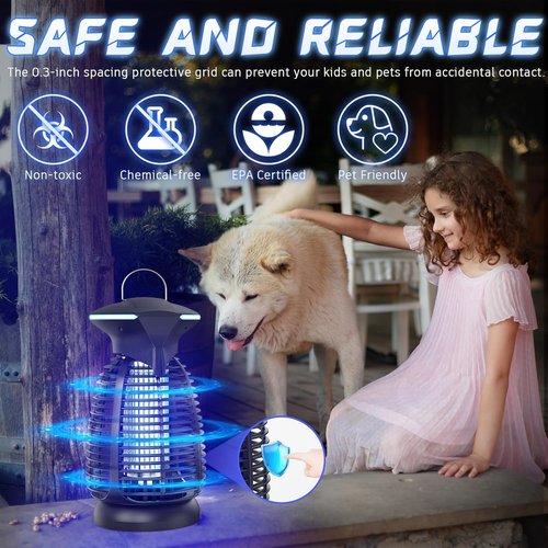 Bug Zapper Outdoor | Powerful 4200V Waterproof Insect Killer Trap Lamp for Patio & Backyard