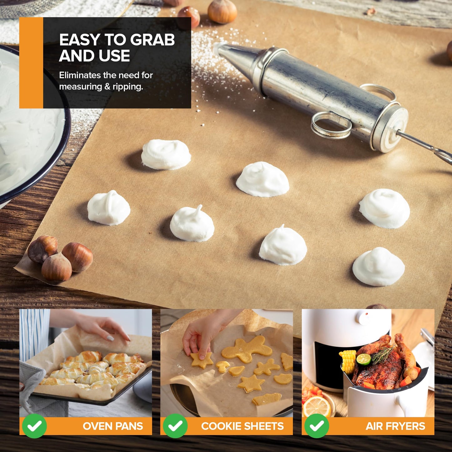Stock Your Home 150 Ct Unbleached Parchment Paper Sheets, Pop Up Parchment Paper Sheets for Baking, Air fryer Sheets & Oven Liners FOr cookies, Bread, meat, Pizza (9x13”)